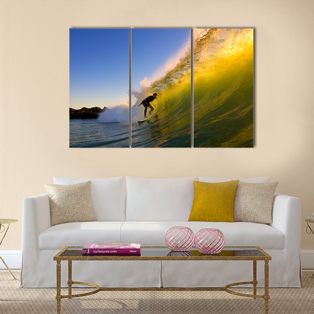 Sunset Surfer Multi Panel Canvas Wall Art
