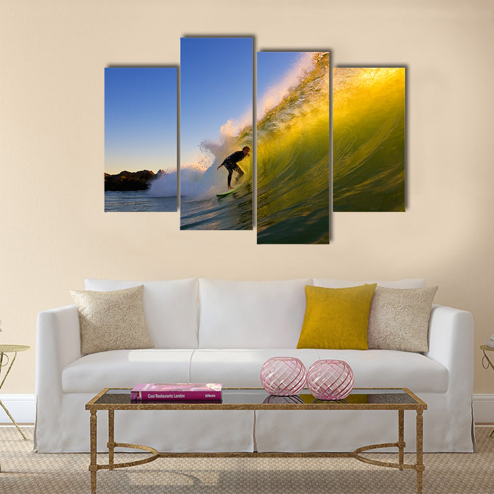 Sunset Surfer Multi Panel Canvas Wall Art