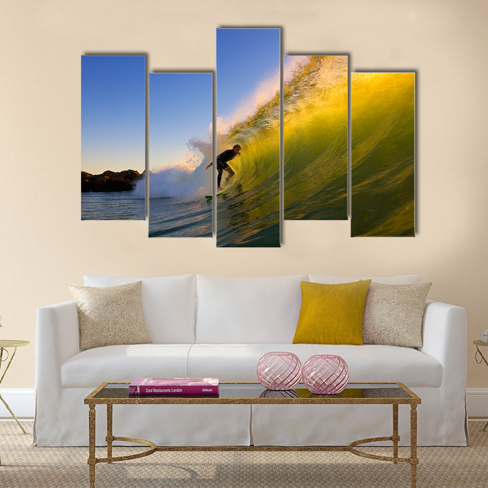 Sunset Surfer Multi Panel Canvas Wall Art