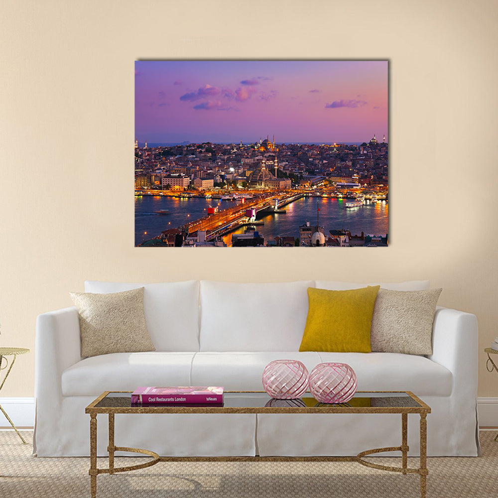 Istanbul sunset panorama - Turkey travel background Multi panel canvas wall art