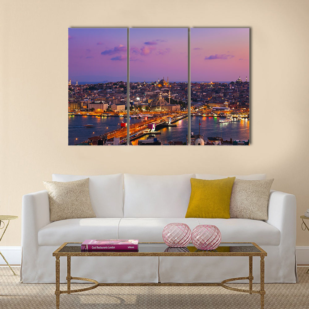 Istanbul sunset panorama - Turkey travel background Multi panel canvas wall art