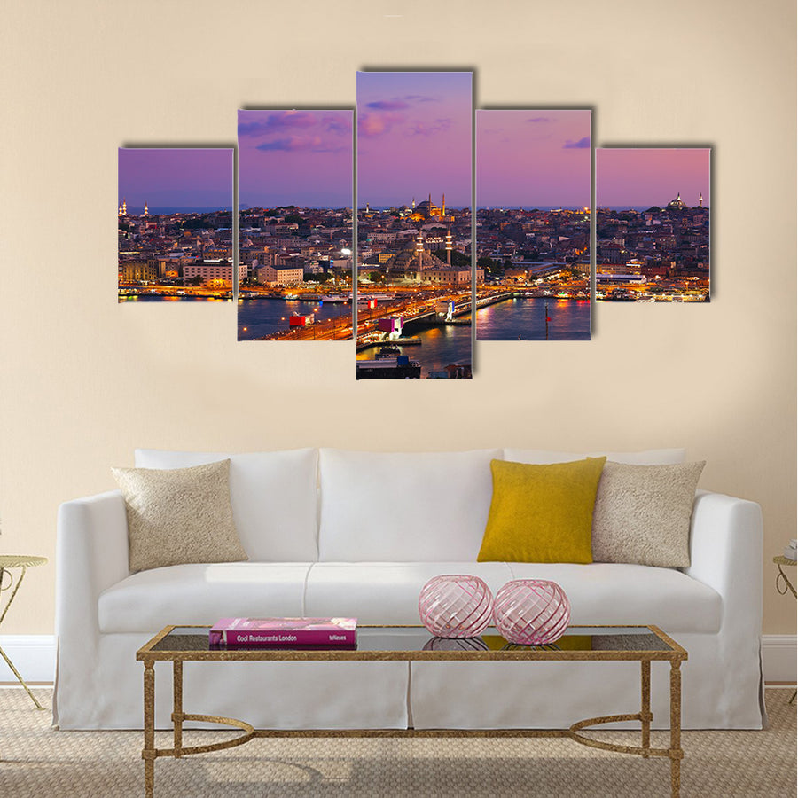 Istanbul sunset panorama - Turkey travel background Multi panel canvas wall art