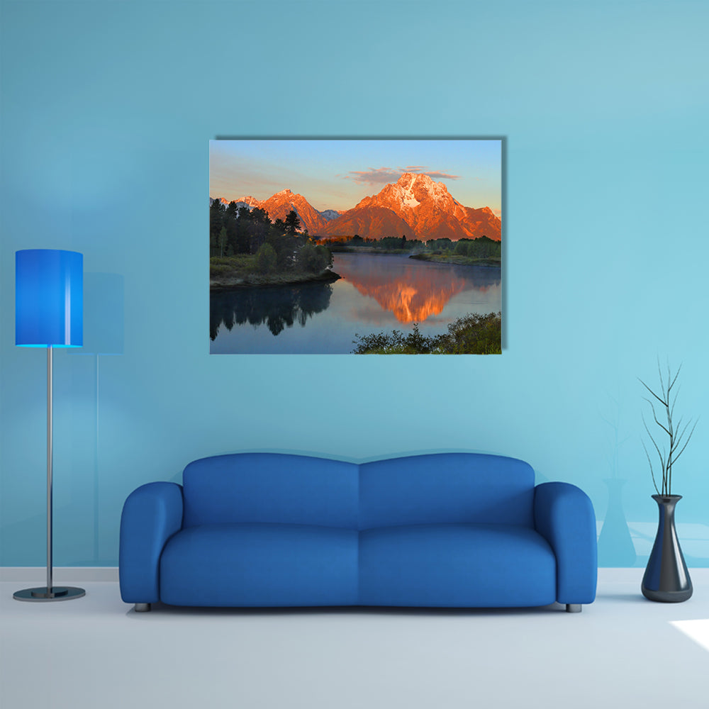 The Sunrise At Oxbow Bend In The Wyoming Multi Panel Canvas Wall Art