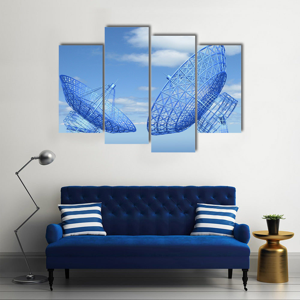 Satellite Dish On Earth Multi Panel Canvas Wall Art