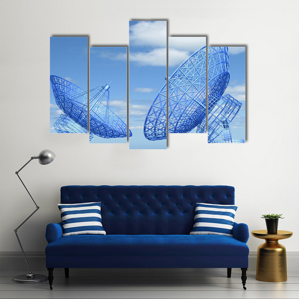 Satellite Dish On Earth Multi Panel Canvas Wall Art