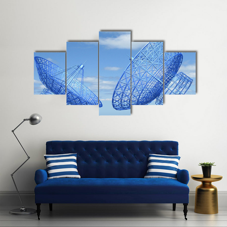 Satellite Dish On Earth Multi Panel Canvas Wall Art