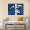 Three cctv security cameras on street pylon Multi panel canvas wall art