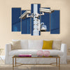 Three cctv security cameras on street pylon Multi panel canvas wall art