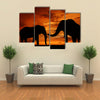 silhouette elephant in the sunset multi panel canvas wall art