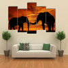 silhouette elephant in the sunset multi panel canvas wall art