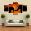 silhouette elephant in the sunset multi panel canvas wall art