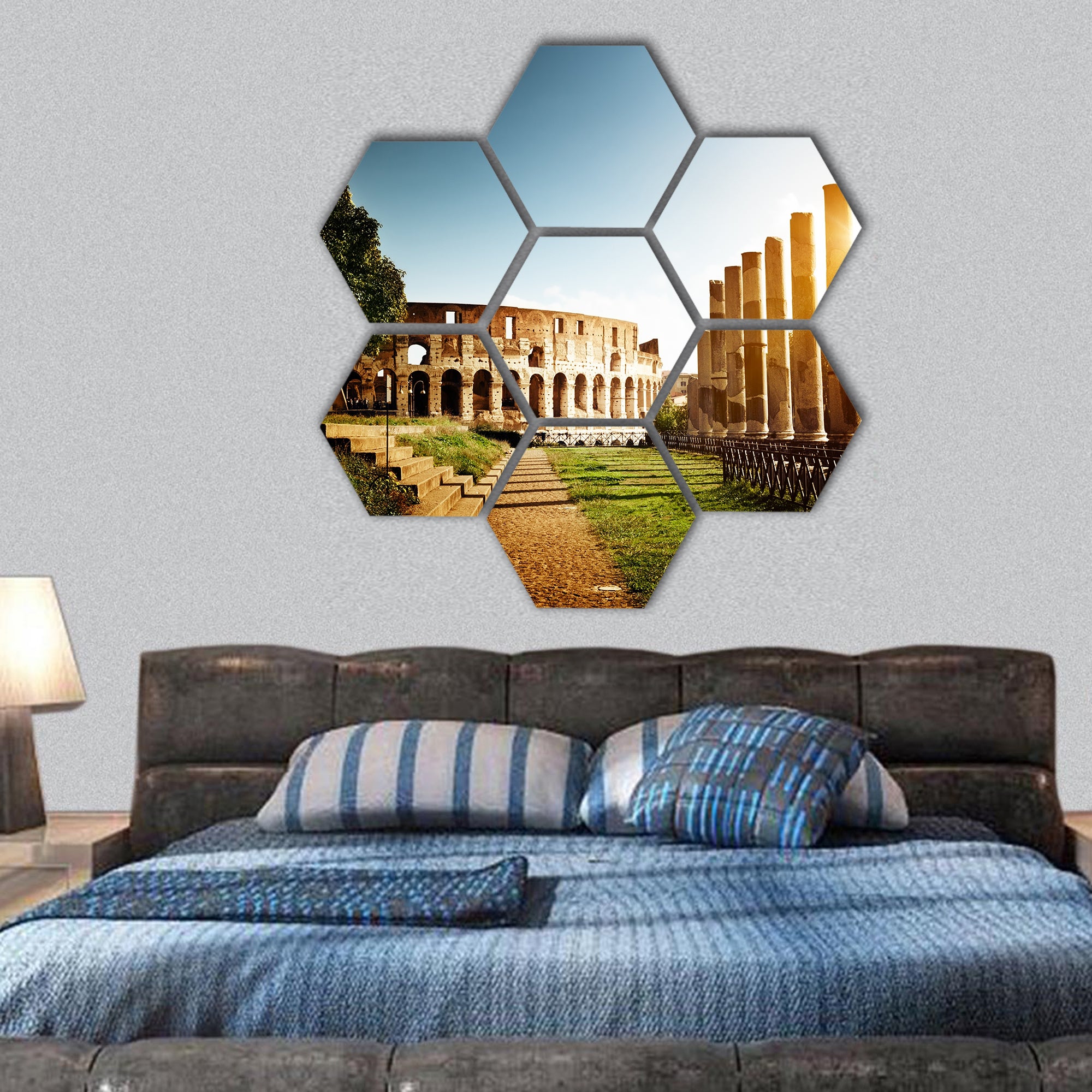Colosseum in Rome, Italy hexagonal canvas wall art