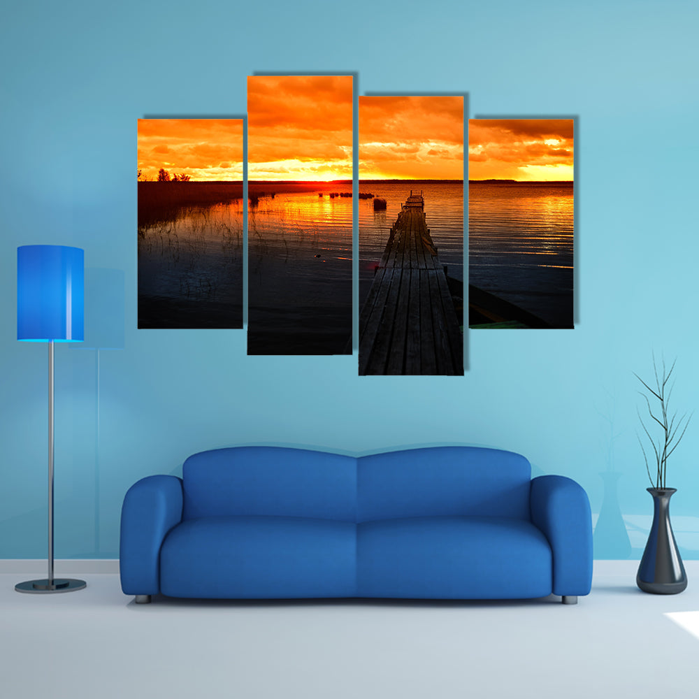 The Beauty Of The Pier At Sunset Multi Panel Canvas Wall Art