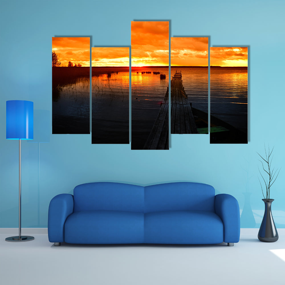 The Beauty Of The Pier At Sunset Multi Panel Canvas Wall Art