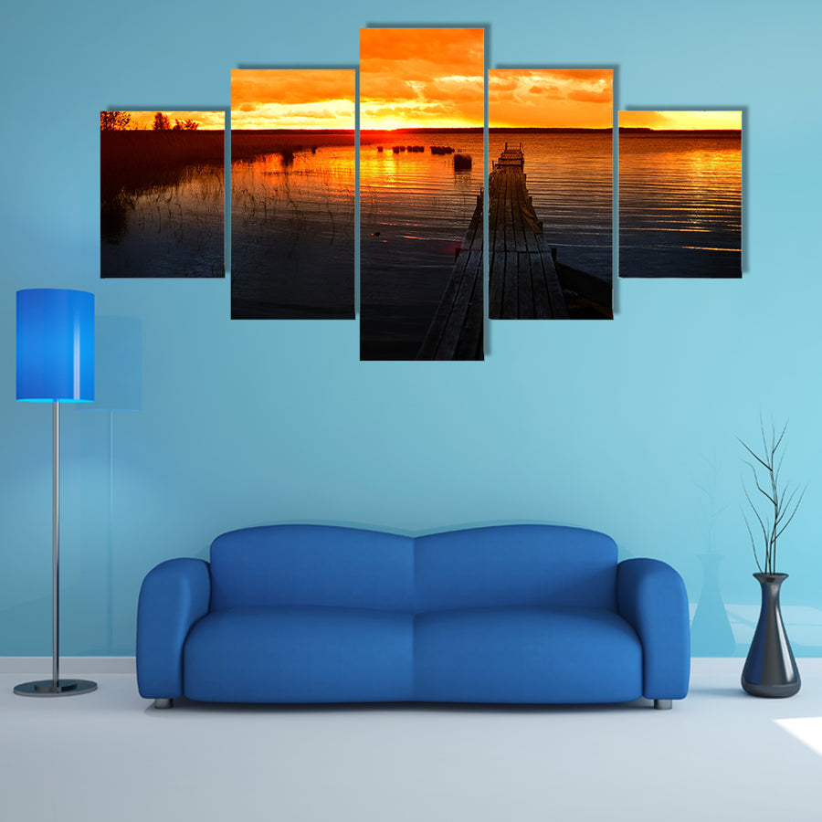 The Beauty Of The Pier At Sunset Multi Panel Canvas Wall Art