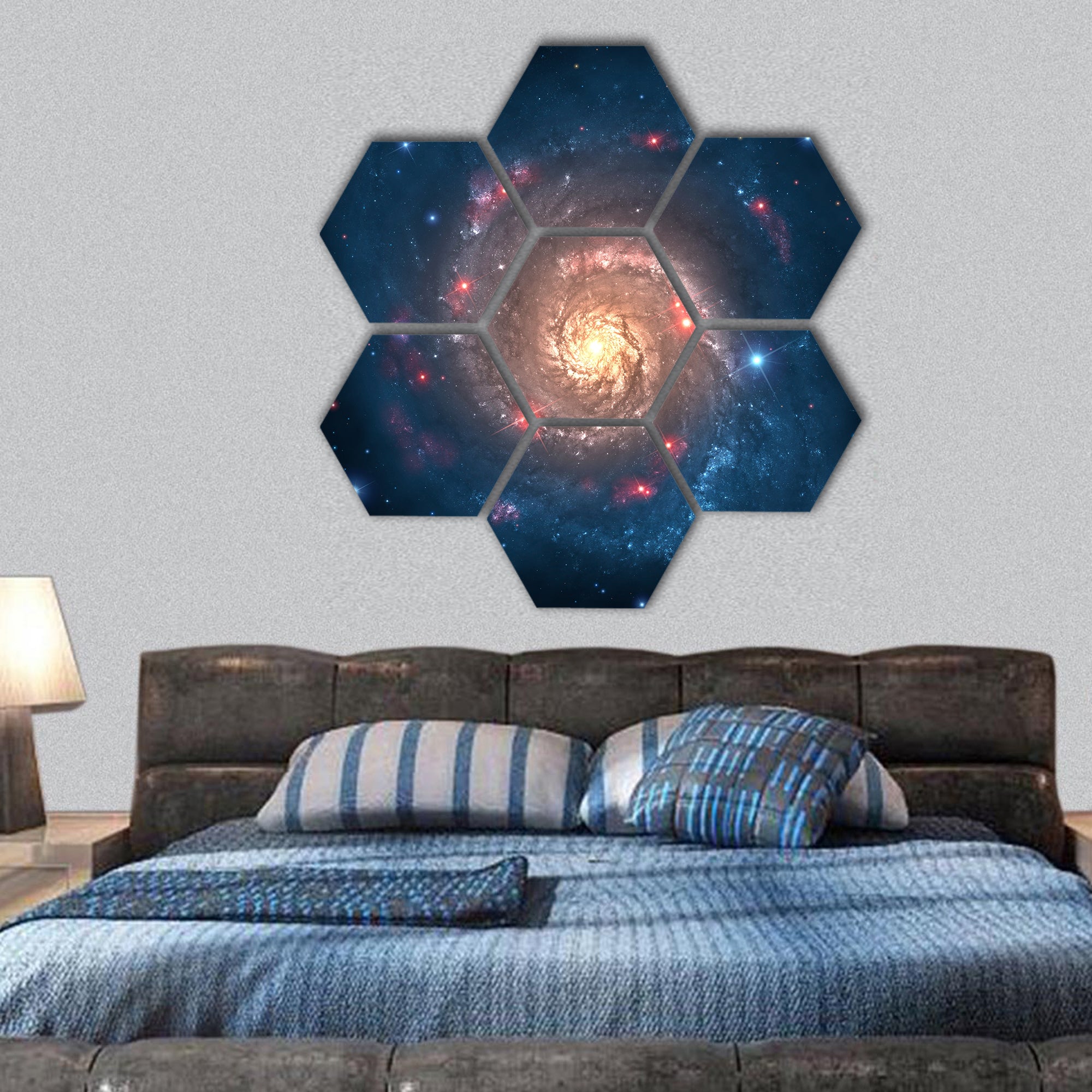 far galaxy hexagonal canvas wall art