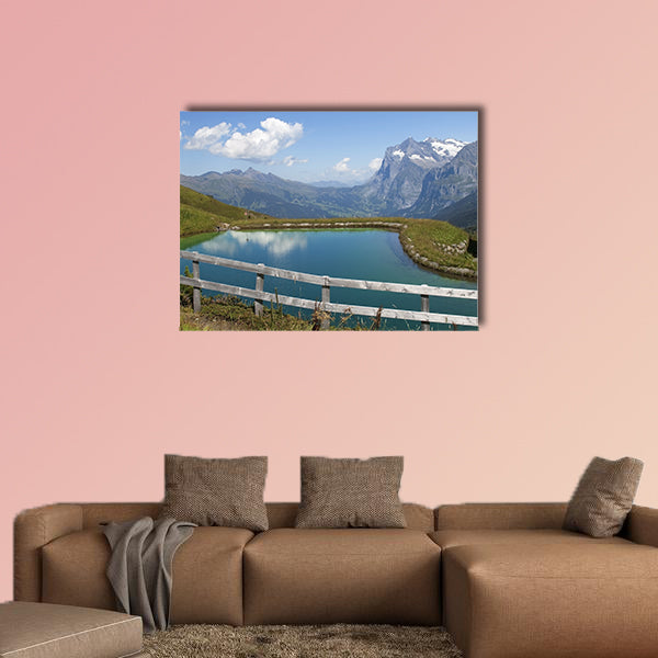künstlichen See in den Schweizer Alpen multi panel canvas wall art