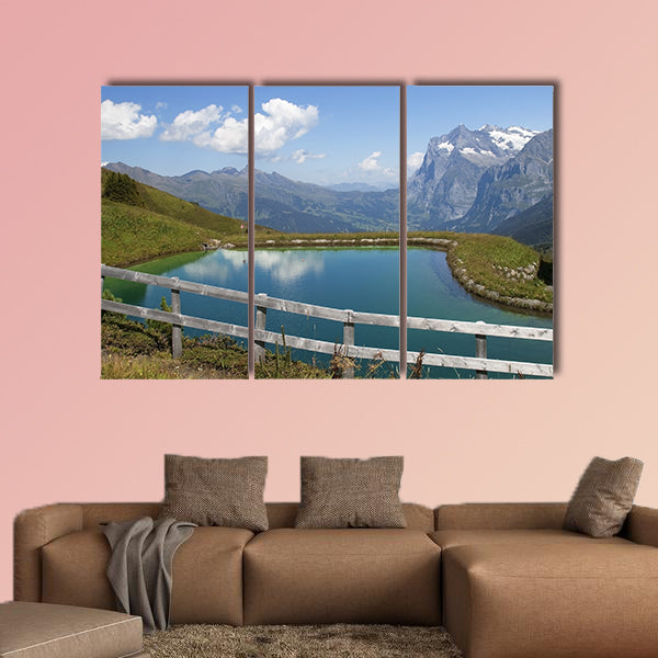 Künstlichen See in den Schweizer Alpen multi panel canvas wall art