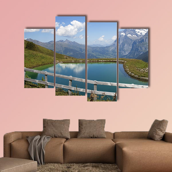 Künstlichen See in den Schweizer Alpen multi panel canvas wall art