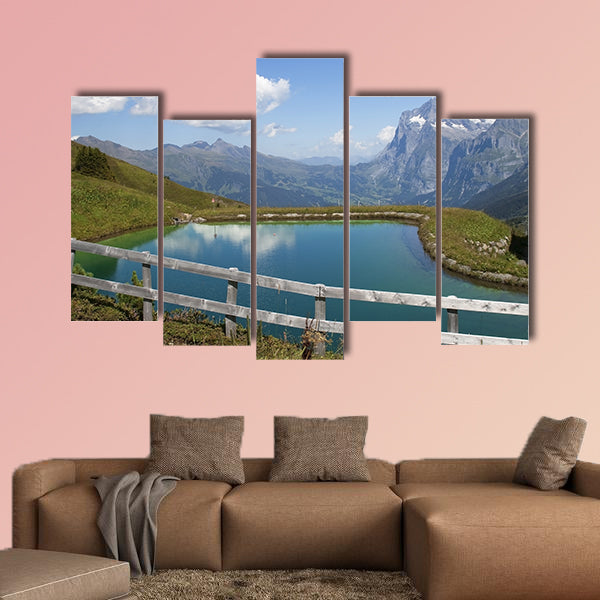 Künstlichen See in den Schweizer Alpen multi panel canvas wall art