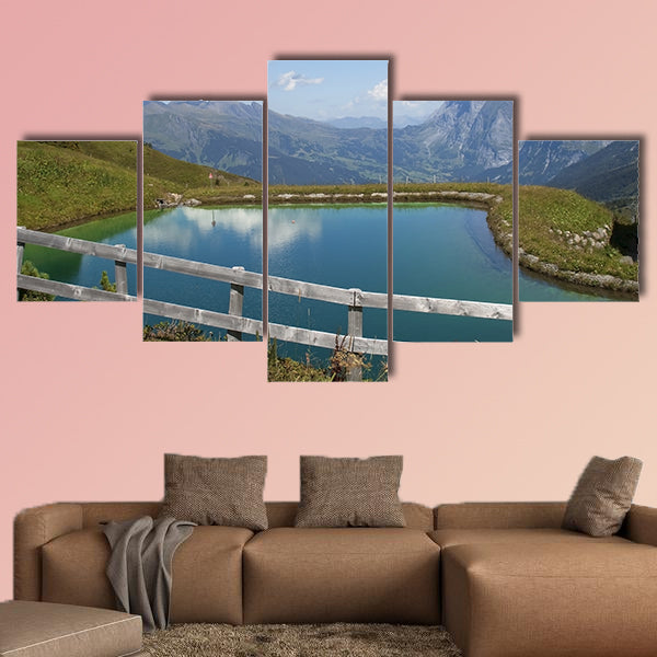 Künstlichen See in den Schweizer Alpen multi panel canvas wall art