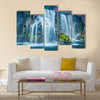 Beautiful Blue Waterfall in Hawaii Multi Panel Canvas Wall Art