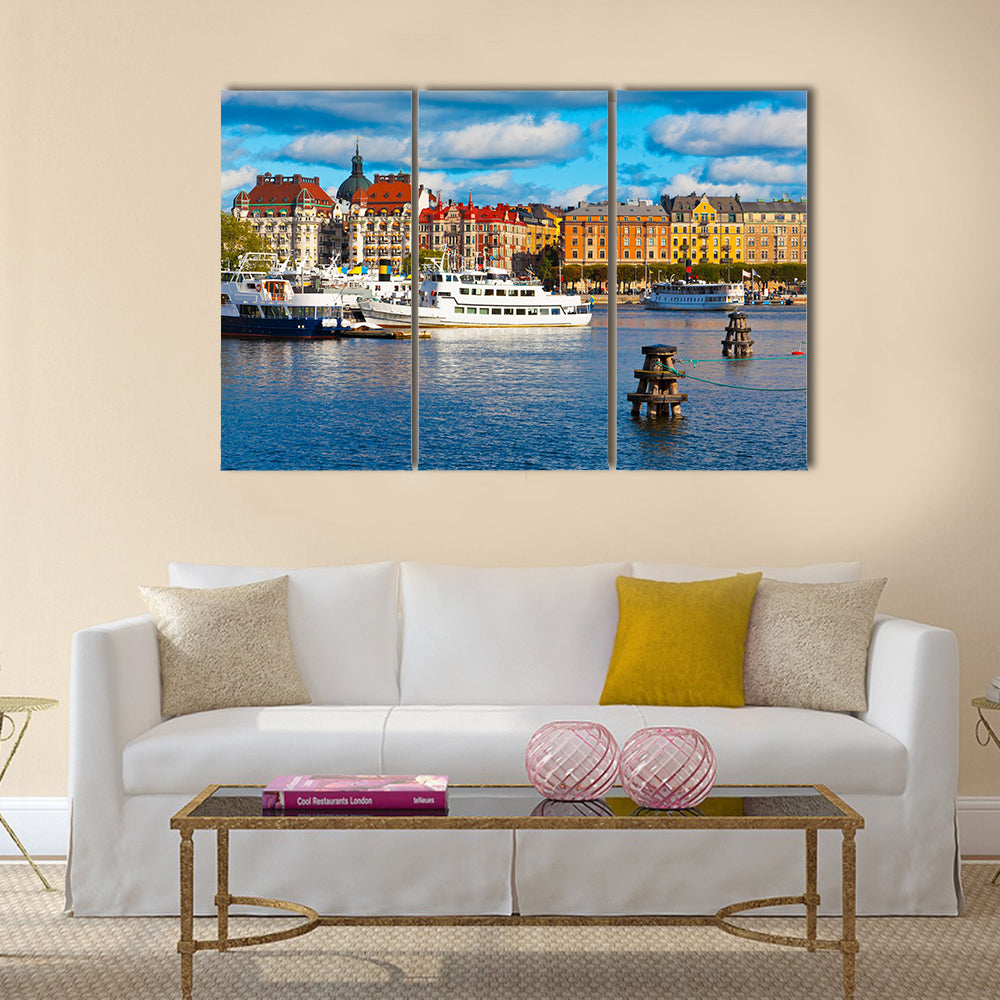Scenic summer panorama of the Old Town in Stockholm, Sweden canvas wall art