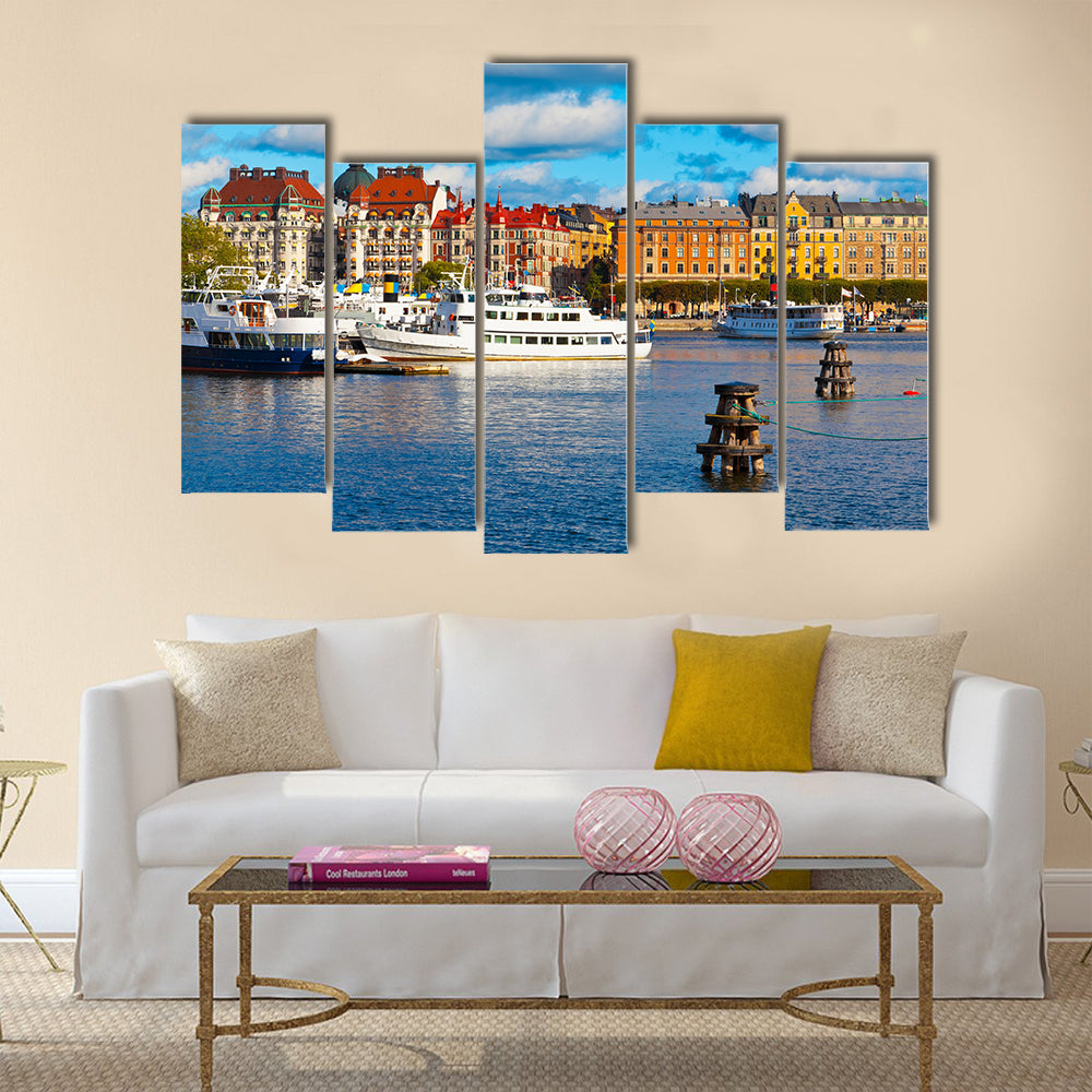 Scenic summer panorama of the Old Town in Stockholm, Sweden canvas wall art