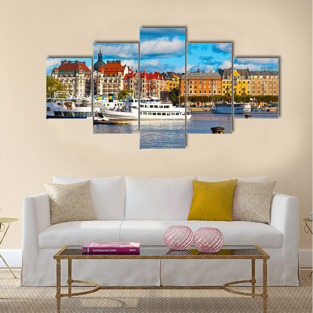 Scenic summer panorama of the Old Town in Stockholm, Sweden canvas wall art