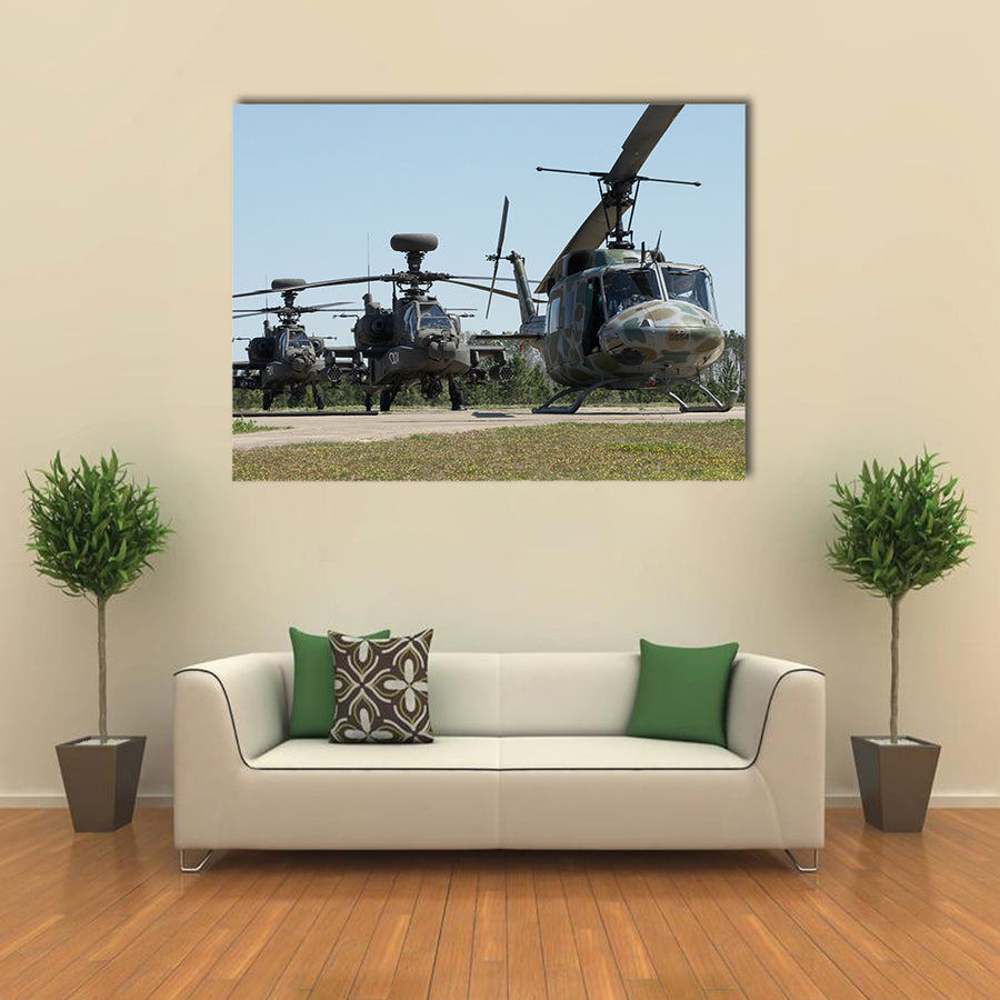 A Set Of Three Apache Helicopters Multi Panel Canvas Wall Art
