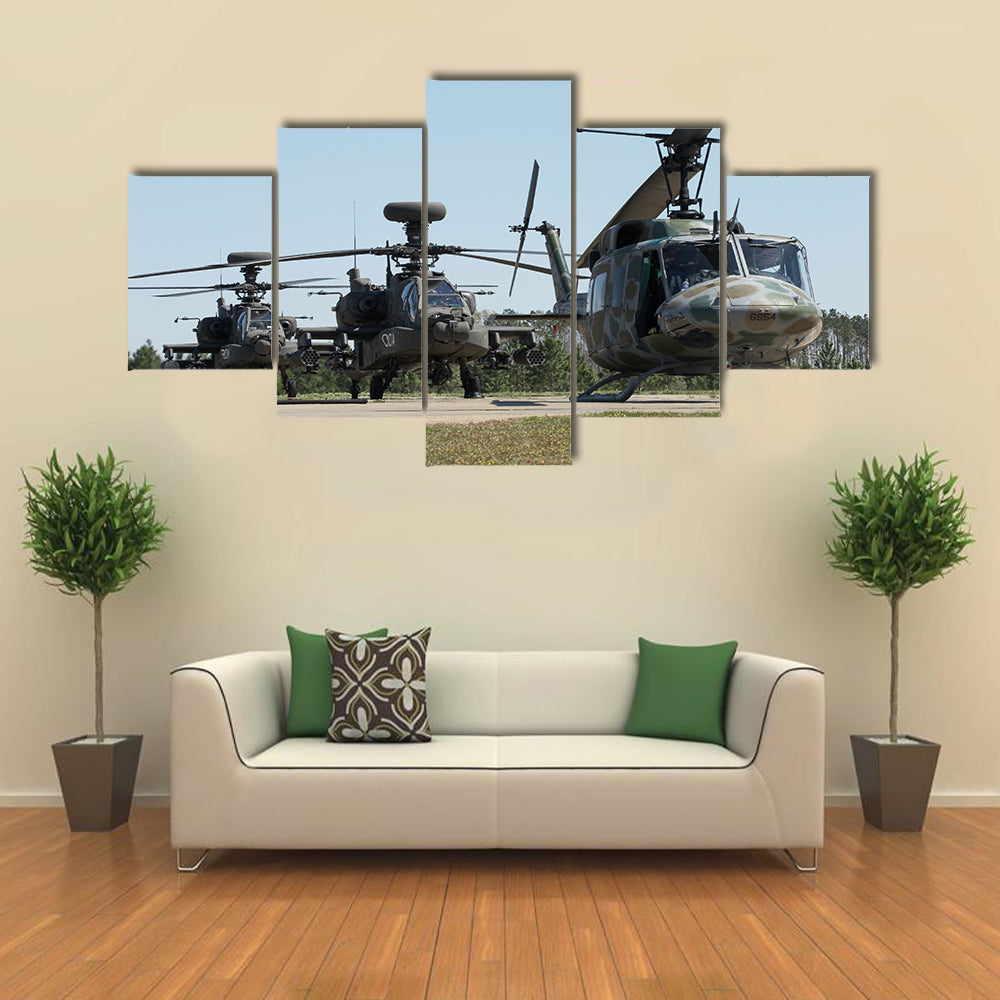 A Set Of Three Apache Helicopters Multi Panel Canvas Wall Art