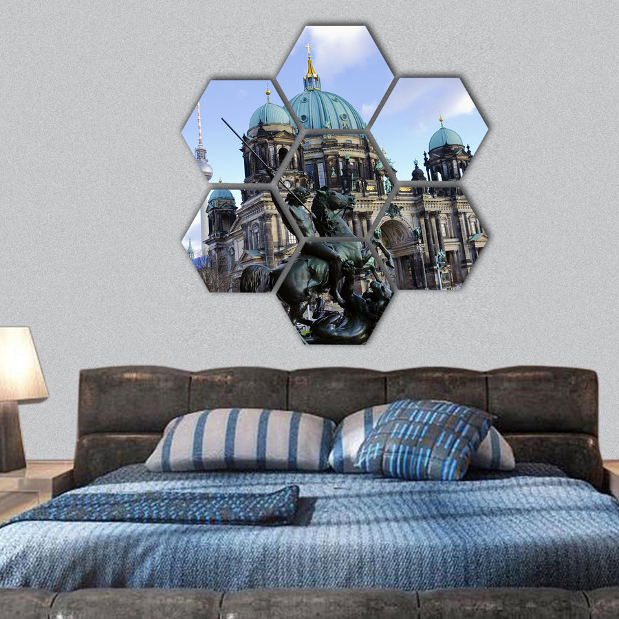 Majestic view of Berliner Dom hexagonal canvas wall art