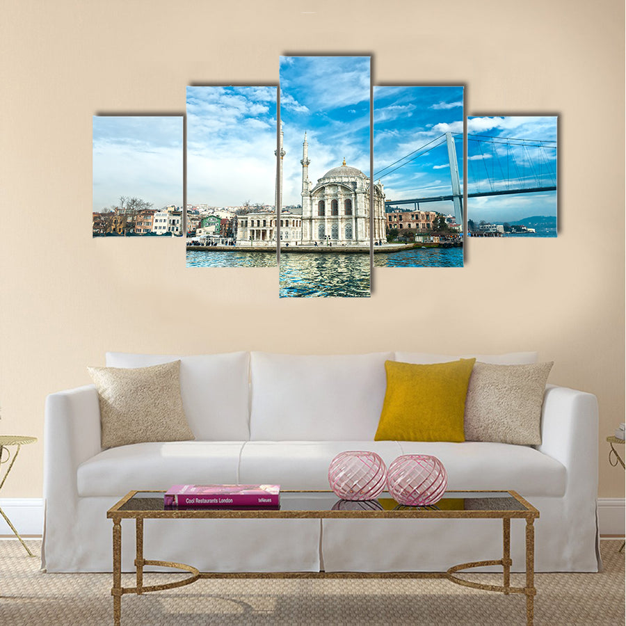 Ortakoy mosque and Bosphorus bridge, Istanbul, Turkey Multi panel canvas wall art