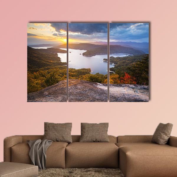 Upstate South Carolina Fall Foliage Lake Jocose Scenic  multi panel canvas wall art