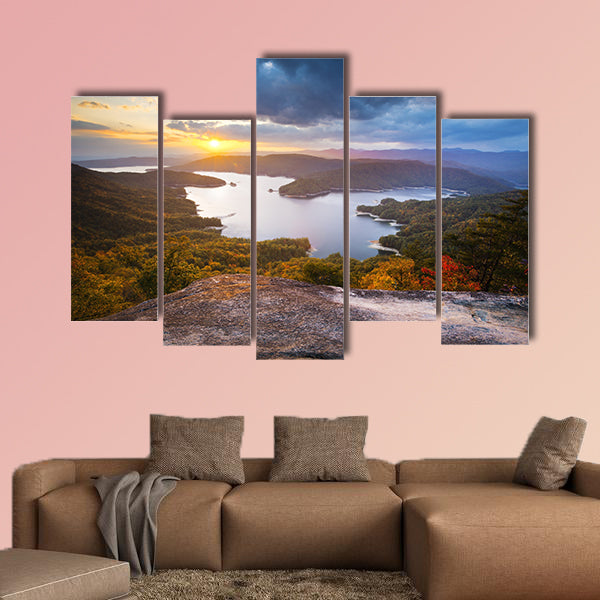 Upstate South Carolina Fall Foliage Lake Jocose Scenic  multi panel canvas wall art