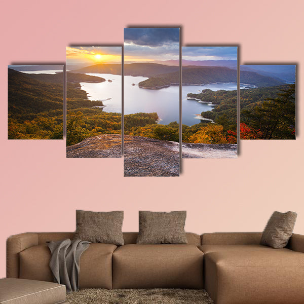 Upstate South Carolina Fall Foliage Lake Jocose Scenic  multi panel canvas wall art