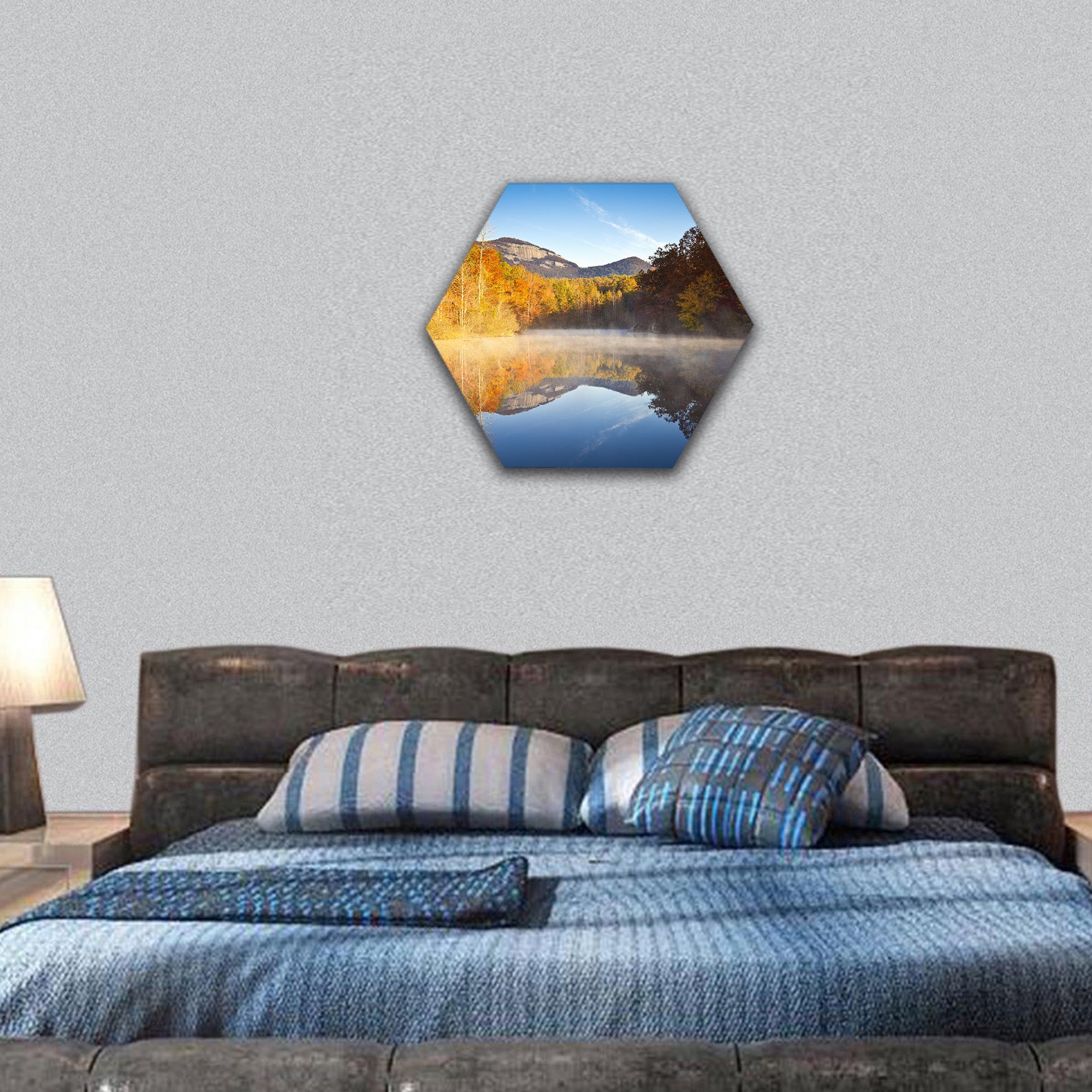 Autumn Sunrise Landscape Table Rock Fall hexagonal canvas wall art