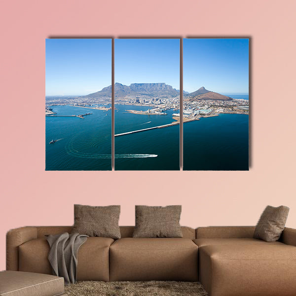 Aerial view of Cape Town and Table Mountain, South Africa multi panel canvas wall art