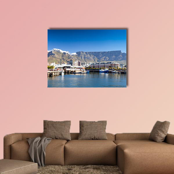 Cape Town v&a waterfront and table mountain multi panel canvas wall art
