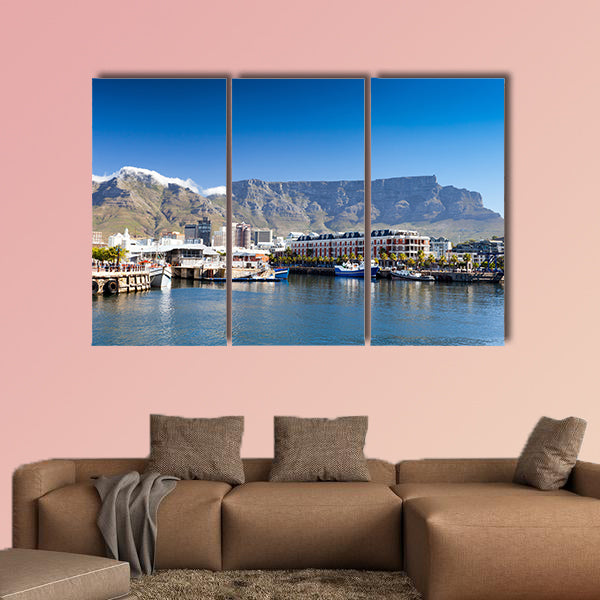 Cape Town v&a waterfront and table mountain multi panel canvas wall art