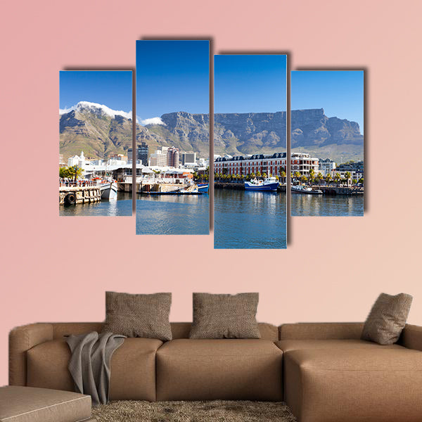 Cape Town v&a waterfront and table mountain multi panel canvas wall art