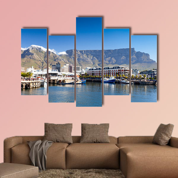 Cape Town v&a waterfront and table mountain multi panel canvas wall art