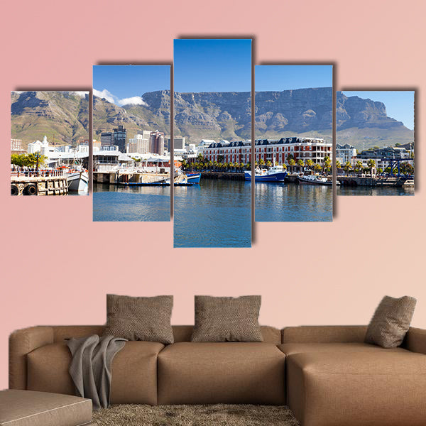 Cape Town v&a waterfront and table mountain multi panel canvas wall art