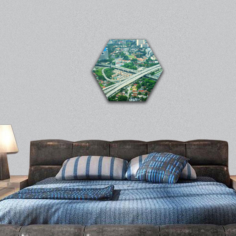 Arial view of Kuala Lumpur, Malaysia hexagonal canvas wall art