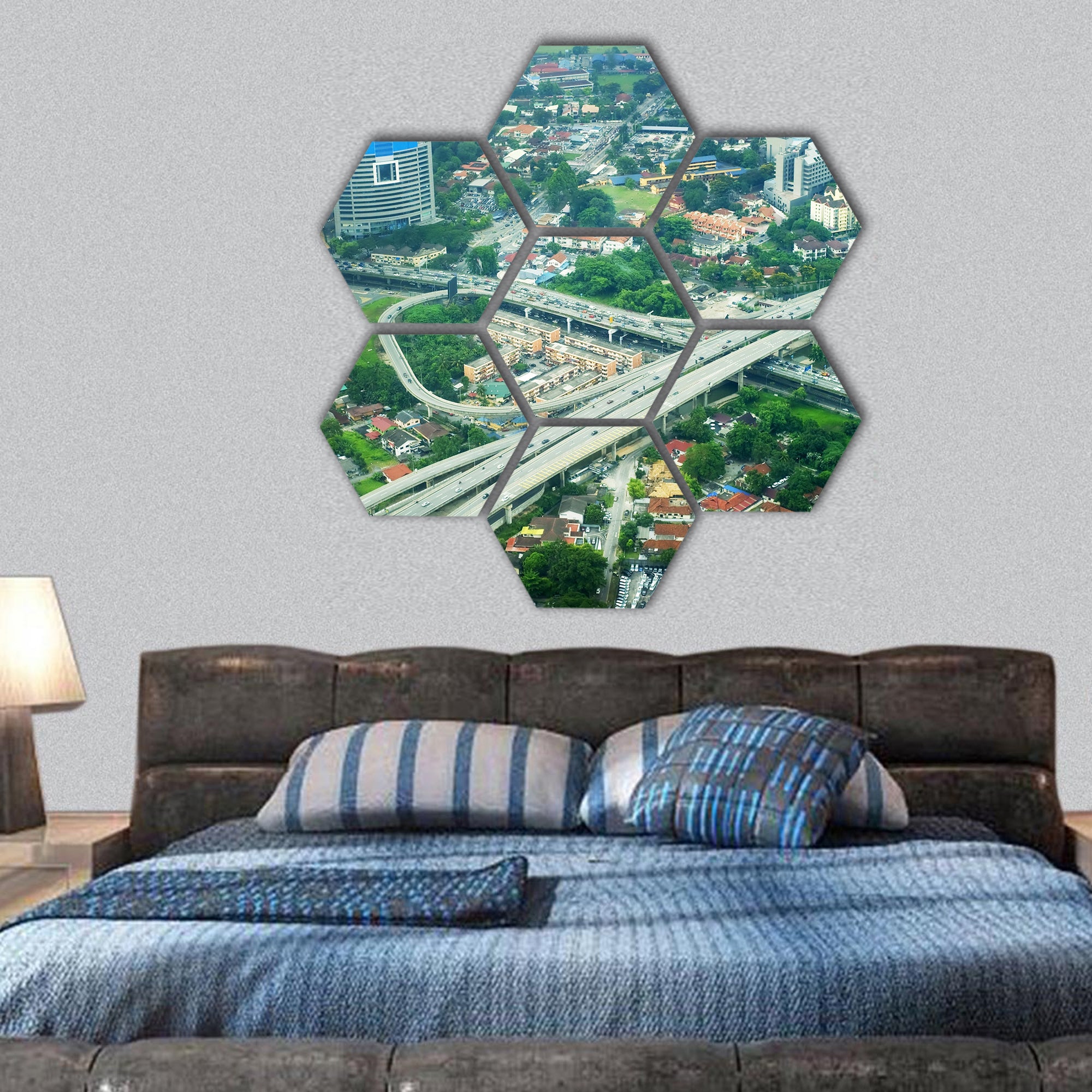 Arial view of Kuala Lumpur, Malaysia hexagonal canvas wall art