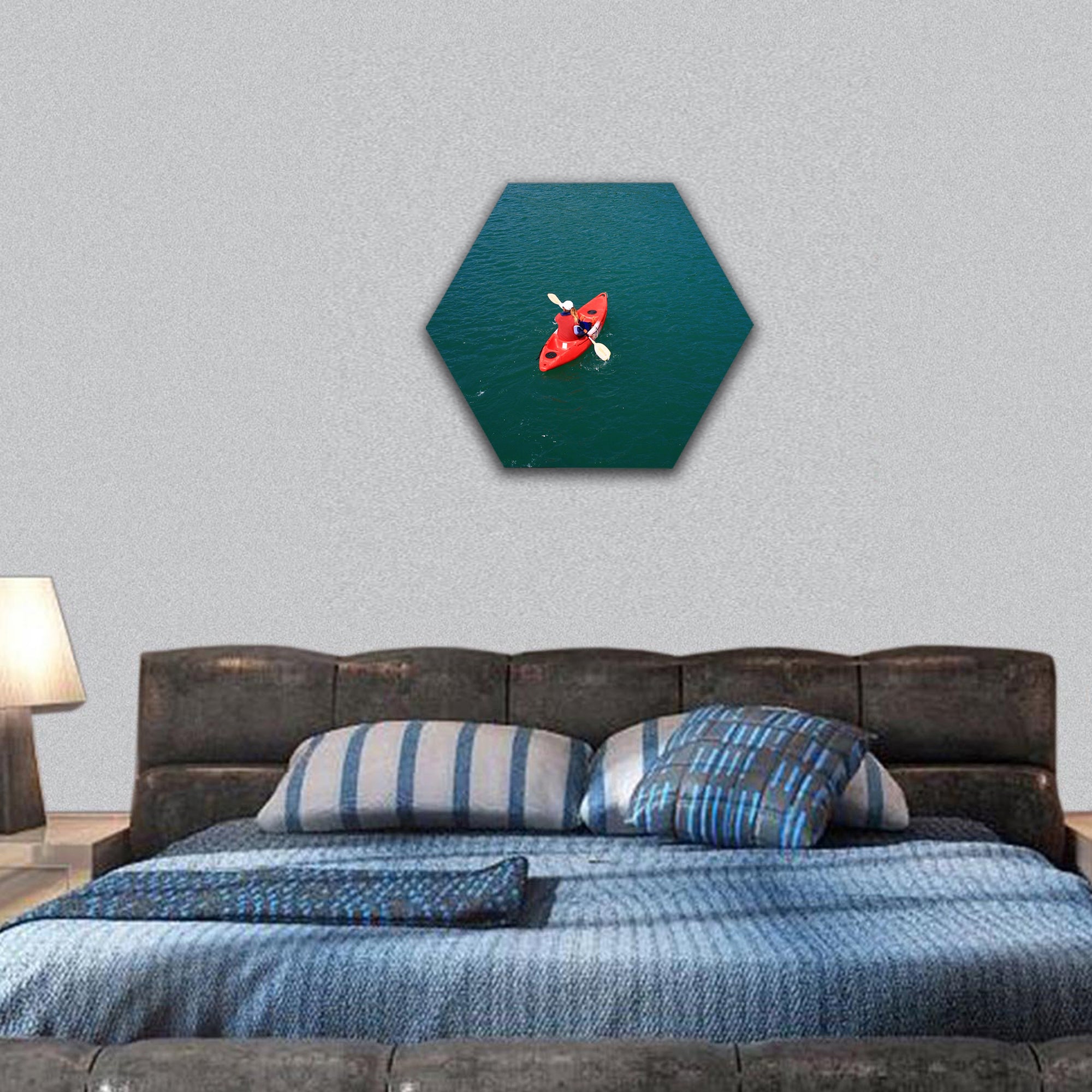 Kayaking at Thong National Park, Thailand hexagonal canvas wall art
