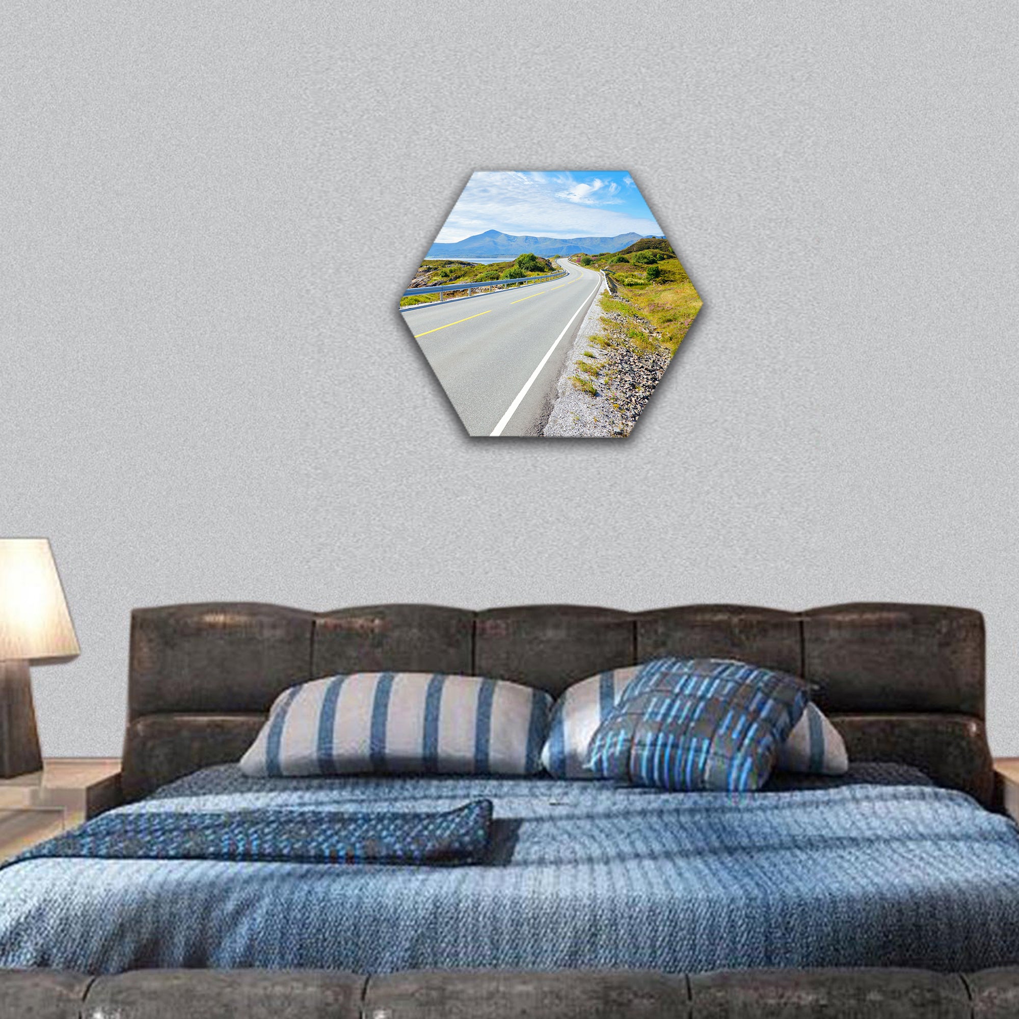 Scenic Atlantic Ocean Road in Norway hexagonal canvas wall art