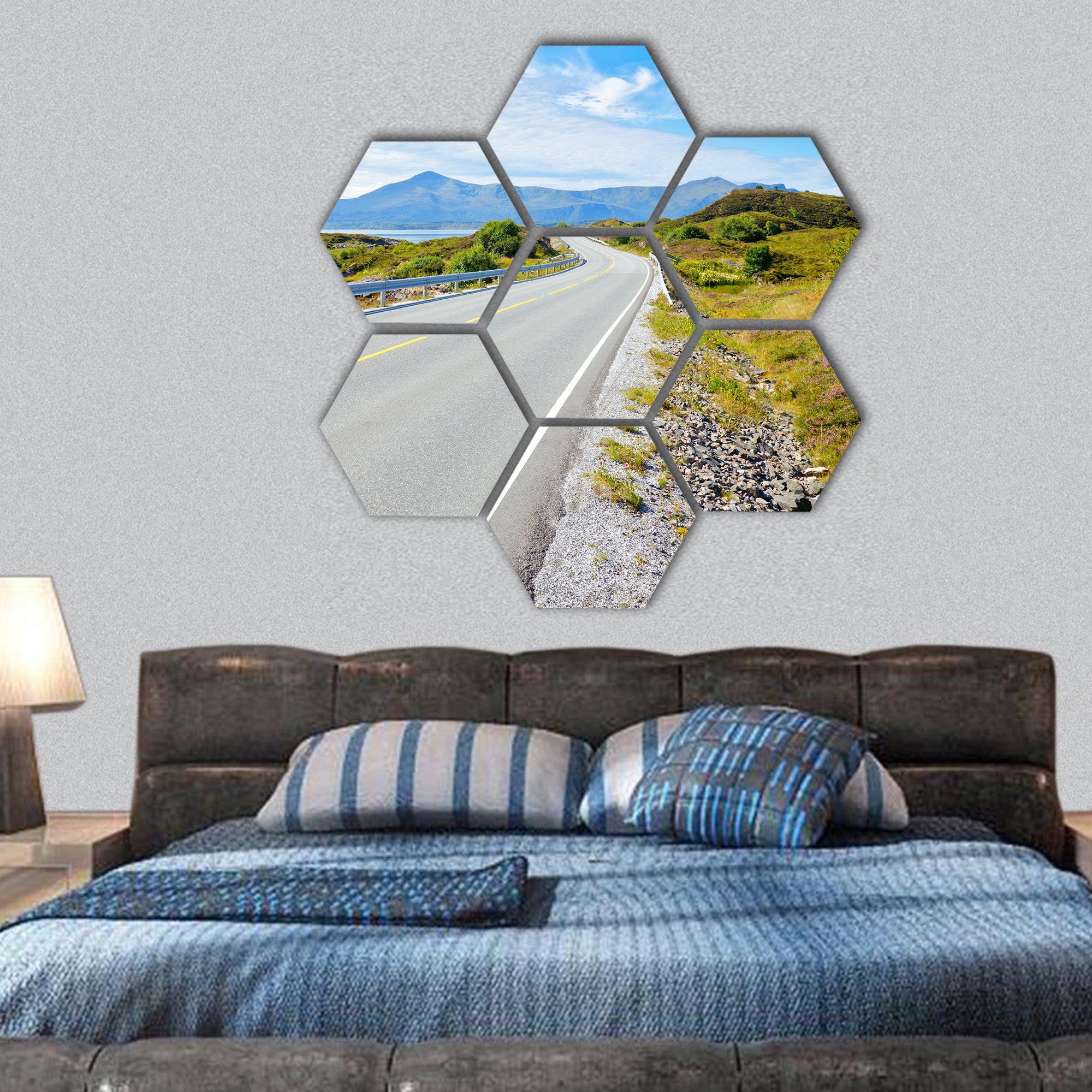 Scenic Atlantic Ocean Road in Norway hexagonal canvas wall art