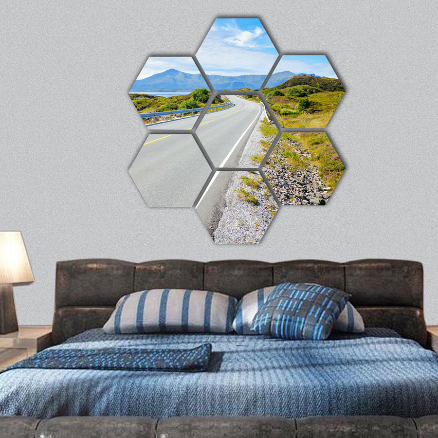 Scenic Atlantic Ocean Road in Norway hexagonal canvas wall art