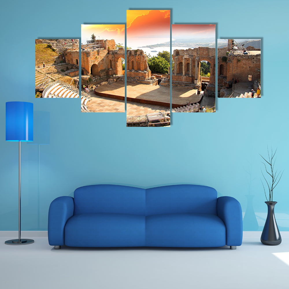 Taormina Theater in Sicily Italy multi panel canvas wall art